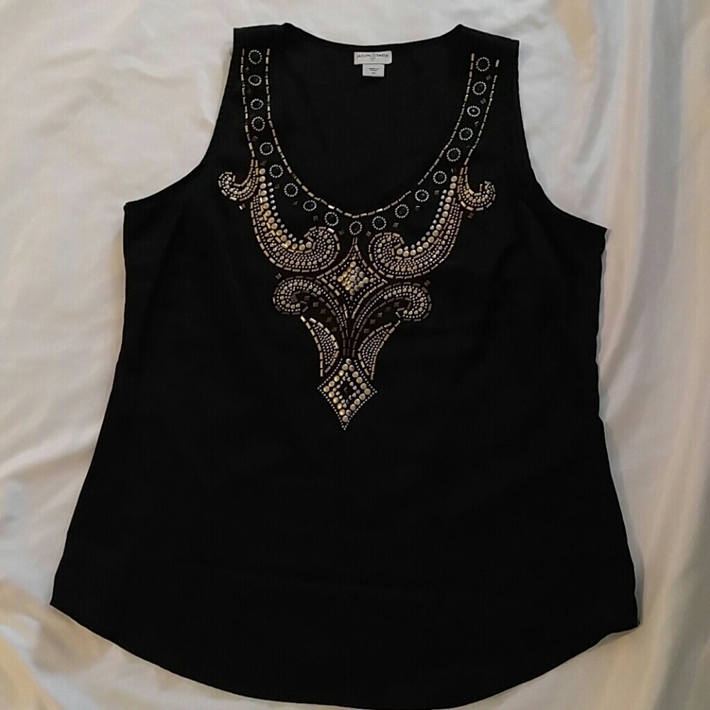 Jaclyn Smith embellished black tank top S
